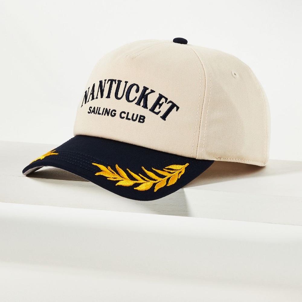 Nantucket Sailing Club Embroidered Baseball Cap - Cream & Navy